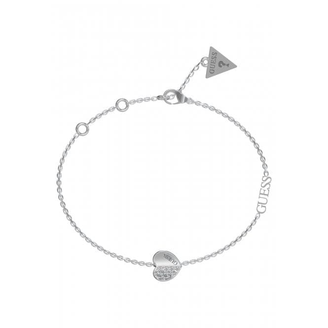 Lovely Guess Plain Pave Heart Charm Bracelet UBB03036RHLGuess JewelleryUBB03036RHL