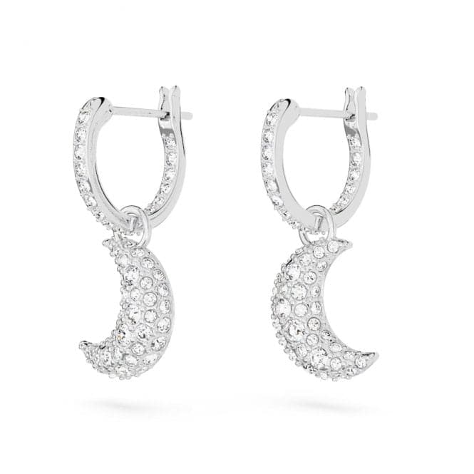 Luna White Rhodium Plated Moon Drop Earrings 5666157Swarovski5666157