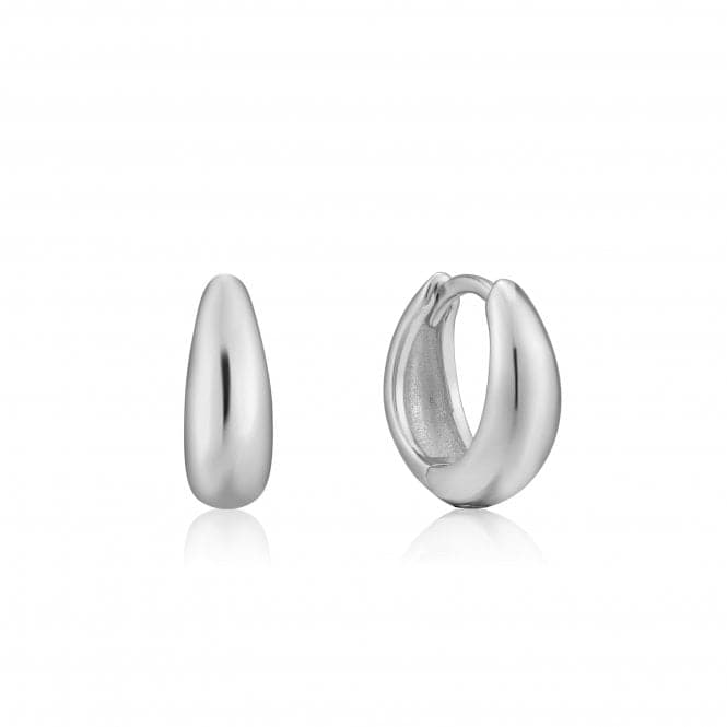 Luxe Minimalism Rhodium Luxe Huggie Hoop Earrings E024 - 03HAnia HaieE024 - 03H