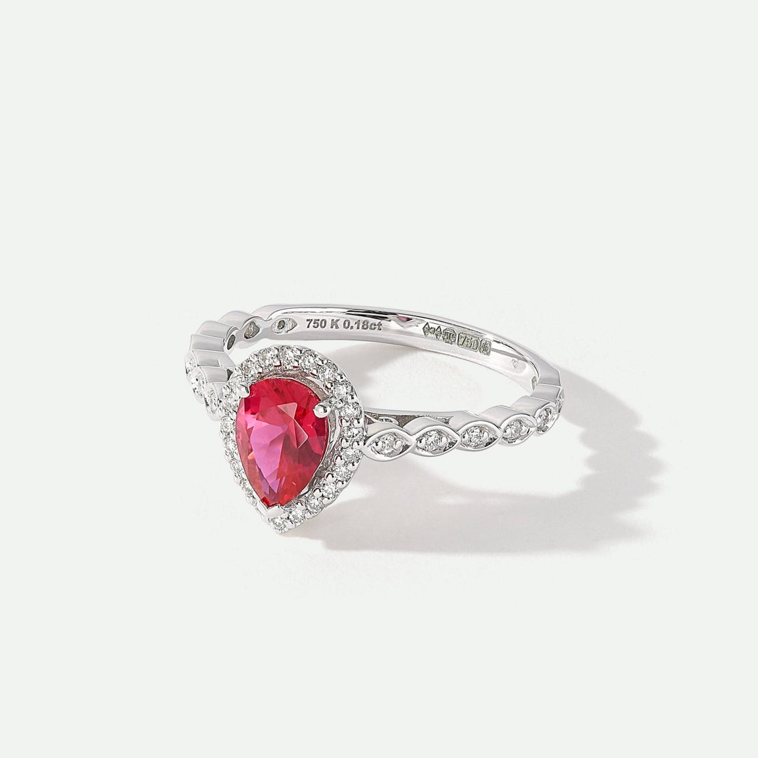 Lyra | 18ct White Gold 0.12ct tw Lab Grown Diamond and Created Ruby Vintage RingCreated BrillianceBA0072148 - M