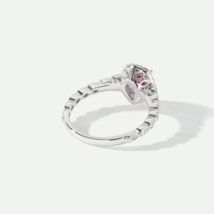 Lyra | 18ct White Gold 0.12ct tw Lab Grown Diamond and Created Ruby Vintage RingCreated BrillianceBA0072148 - M
