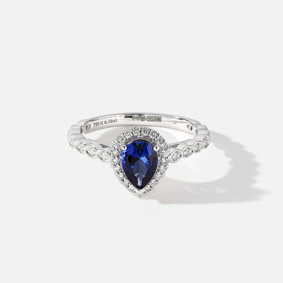 Lyra | 18ct White Gold 0.12ct tw Lab Grown Diamond and Created Sapphire Vintage RingCreated BrillianceBA0072146 - M