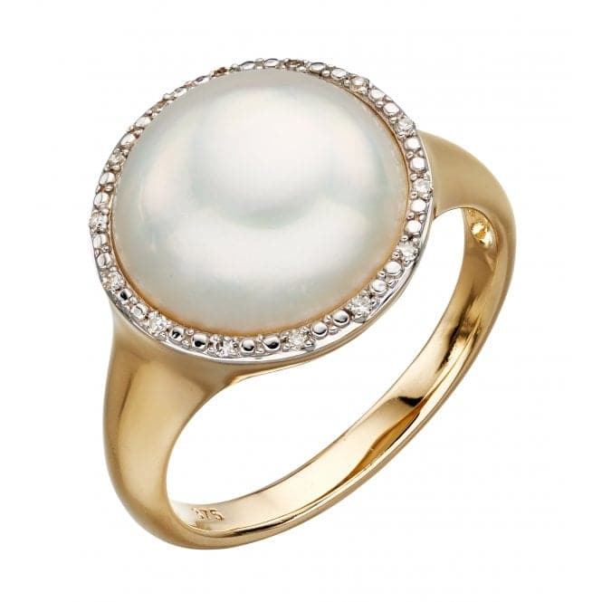 Mabe Pearl And Diamond Signet Ring GR560WElements GoldGR560W 58