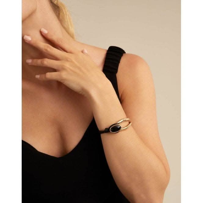 Madame Black Metal Faceted Crystal BraceletUNOde50PUL2251NGRORO0L