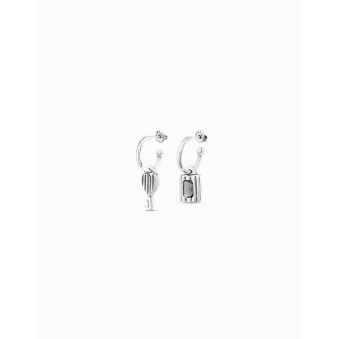 Magic Key Grey Metal Faceted Crystal EarringsUNOde50PEN0884GRSMTL0U