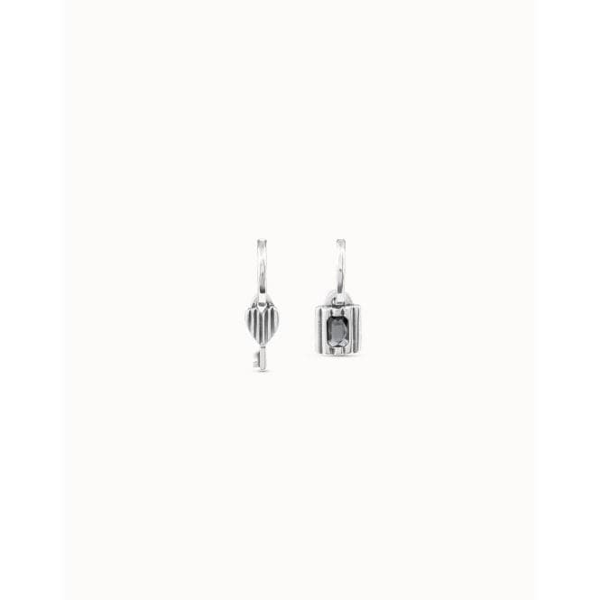 Magic Key Grey Metal Faceted Crystal EarringsUNOde50PEN0884GRSMTL0U