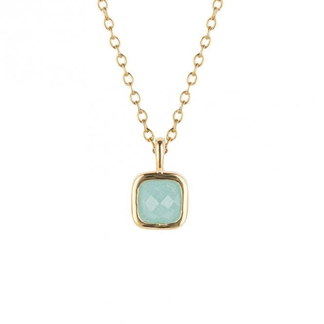 March Birthstone Aqua Quartz Gold Plated Silver Necklace N4508D for DiamondN4508