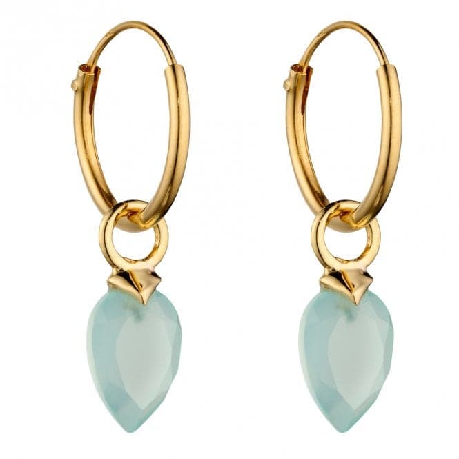 March Yellow Gold Plated Birthstone Chalcedony Stone Hoop Charm Earring Y2663BeginningsY2663