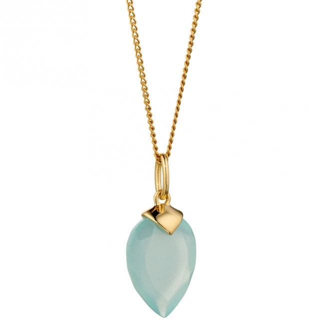 March Yellow Gold Plated Birthstone Chalcedony Stone Pendant P4977BeginningsP4977