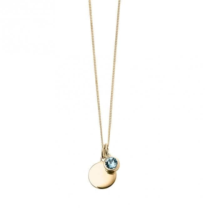 March Yellow Gold Plated Birthstone Engravable Disc Necklace P5010
