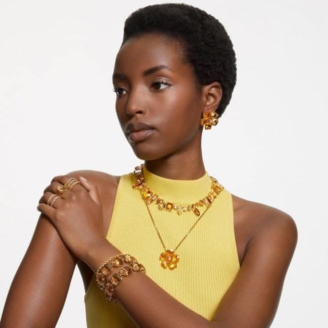 Matrix Gold - Tone Plated Yellow Round Cut Tennis BraceletSwarovski5648935 L