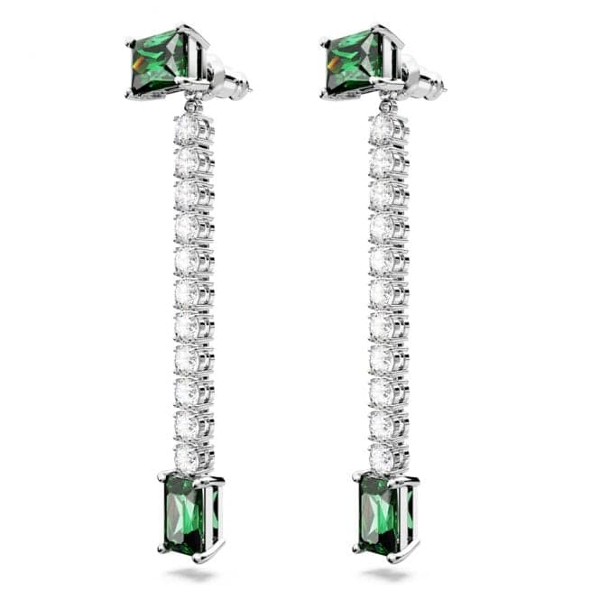 Matrix Mixed Cuts Green Rhodium Plated Drop Earrings 5665786Swarovski5665786