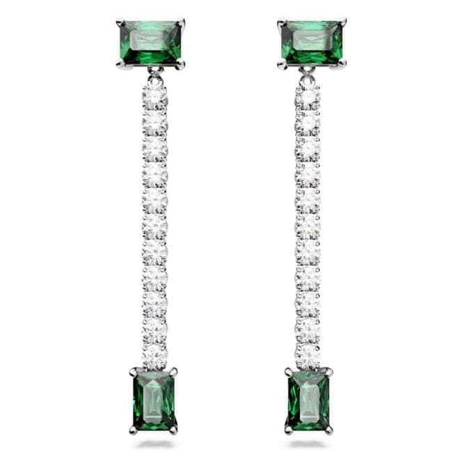 Matrix Mixed Cuts Green Rhodium Plated Drop Earrings 5665786Swarovski5665786