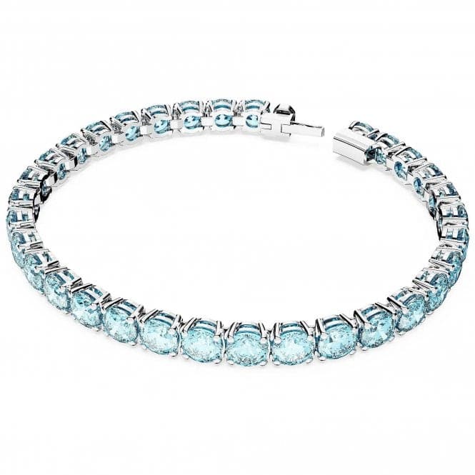 Matrix Rhodium Plated Round Cut Blue BraceletSwarovski5648929 L