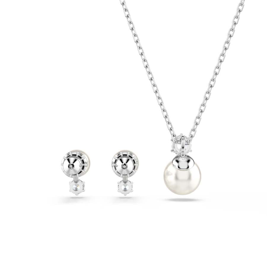 Matrix Rhodium Plated Round Cut Crystal Pearl Set 5689624Swarovski5689624