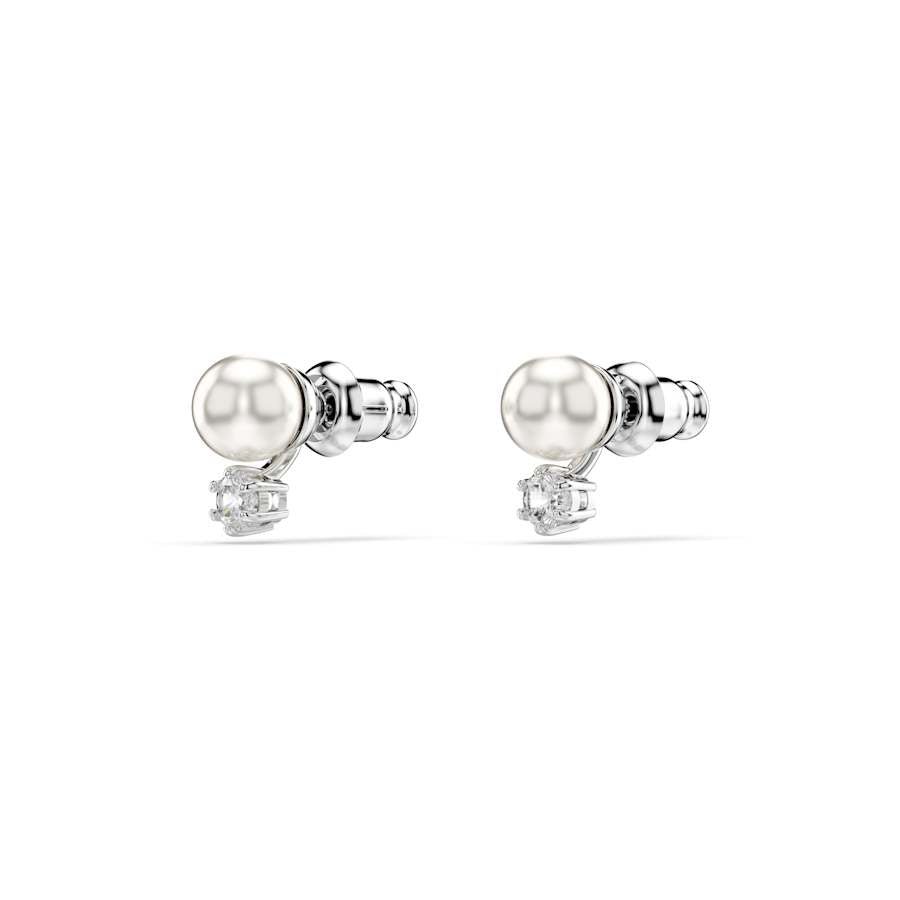 Matrix Rhodium Plated White Crystal Pearl Stud Earrings 5694225Swarovski5694225