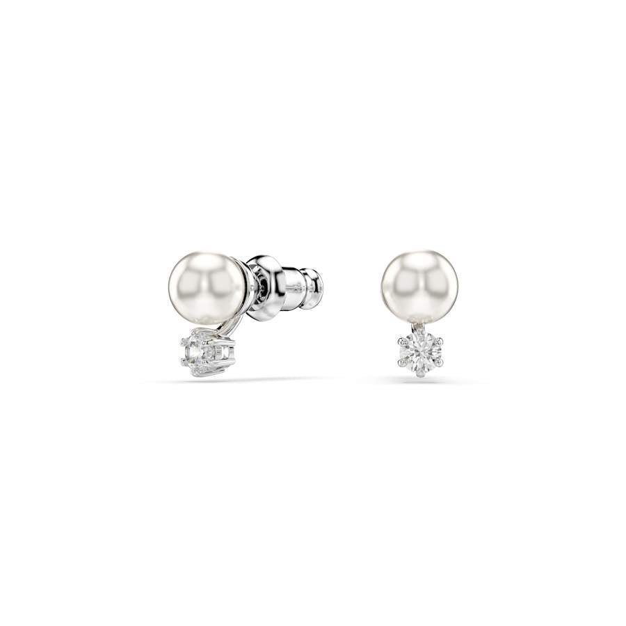 Matrix Rhodium Plated White Crystal Pearl Stud Earrings 5694225Swarovski5694225