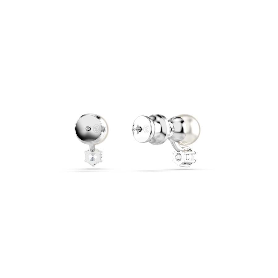 Matrix Rhodium Plated White Crystal Pearl Stud Earrings 5694225Swarovski5694225