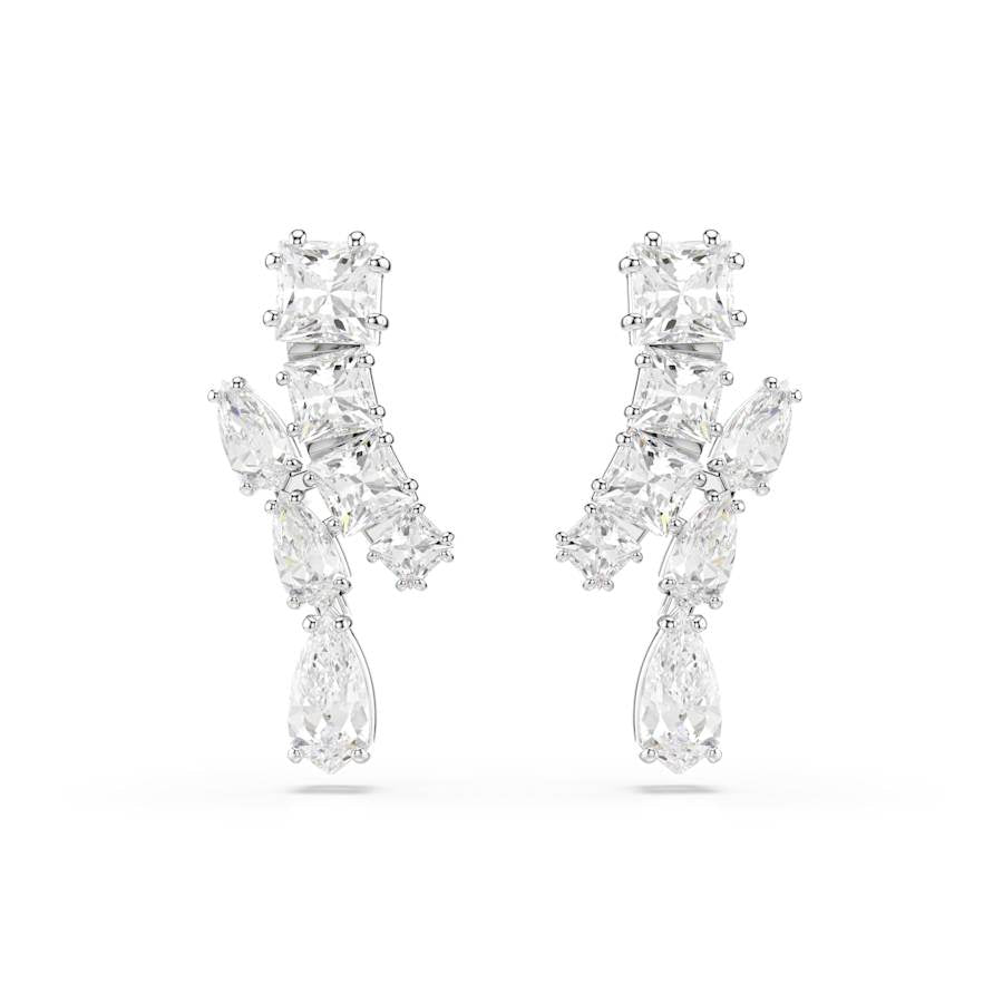 Matrix Rhodium Plated White Mixed Cuts Drop Earrings 5700418Swarovski5700418