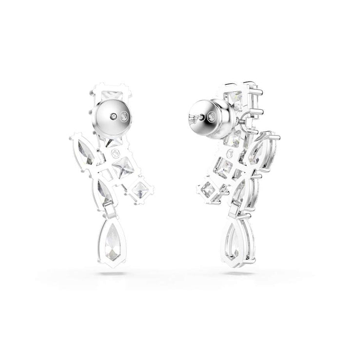 Matrix Rhodium Plated White Mixed Cuts Drop Earrings 5700418Swarovski5700418