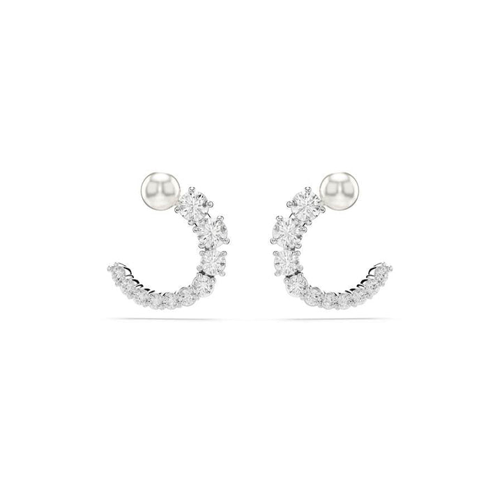 Matrix Rhodium Plated White Round Cut Hoop Earrings 5692260Swarovski5692260