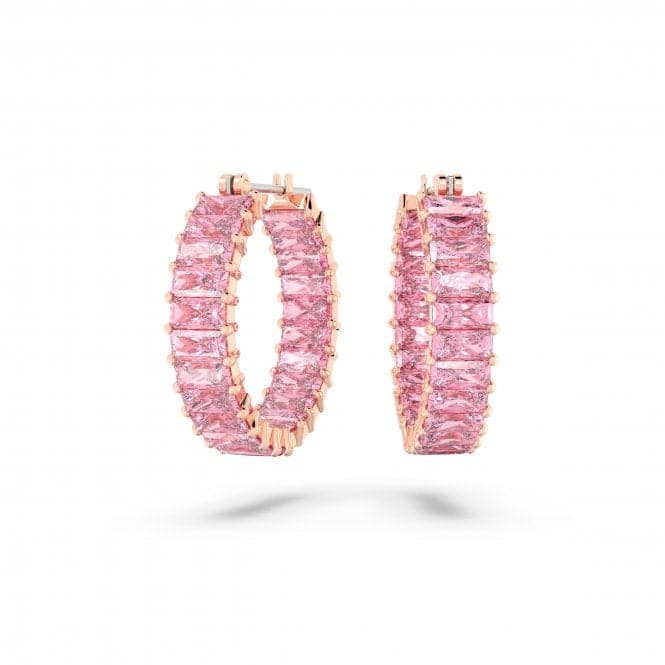 Matrix Rose Gold - Tone Plated Pink Baguette Cut Hoop Earrings 5657726Swarovski5657726