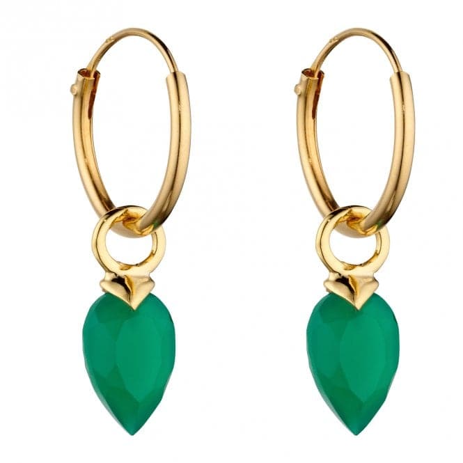 May Yellow Gold Plated Birthstone Chalcedony Stone Hoop Charm Earring Y2665BeginningsY2665