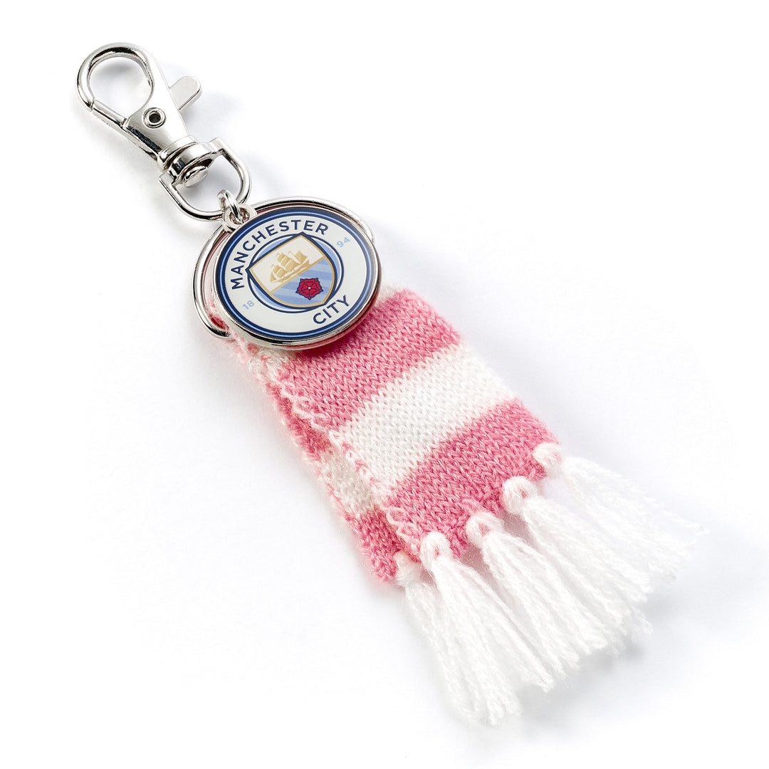 Manchester City Football Club Pink Scarf Logo Charm Backpack Hanger MCBH0003