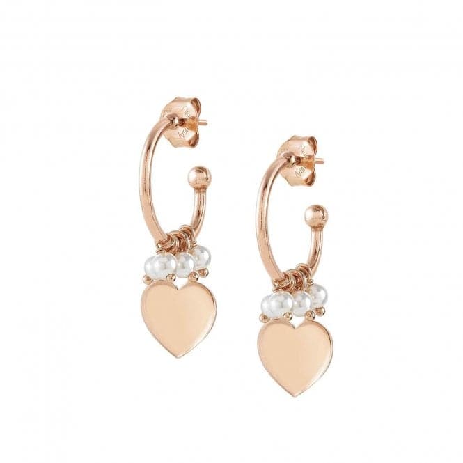 Melodie Pearls Silver White Pearls Rose Gold Heart Earrings 147713/002Nominations147713/002