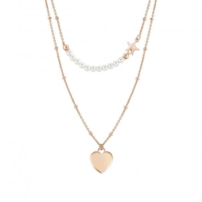 Melodie Pearls Silver White Pearls Rose Gold Heart Necklace 147711/002Nominations147711/002