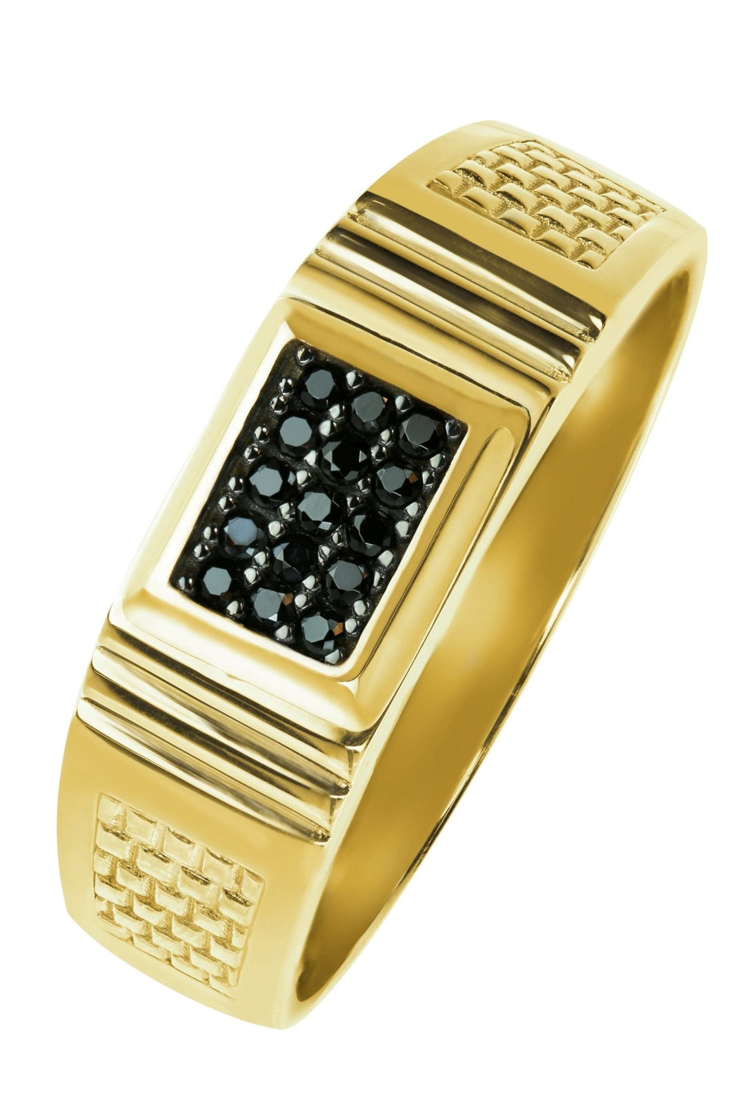 Mens 9ct Yellow Gold Black Cubic Zirconia Square Signet RingThe Fine CollectiveBA0072045 - R