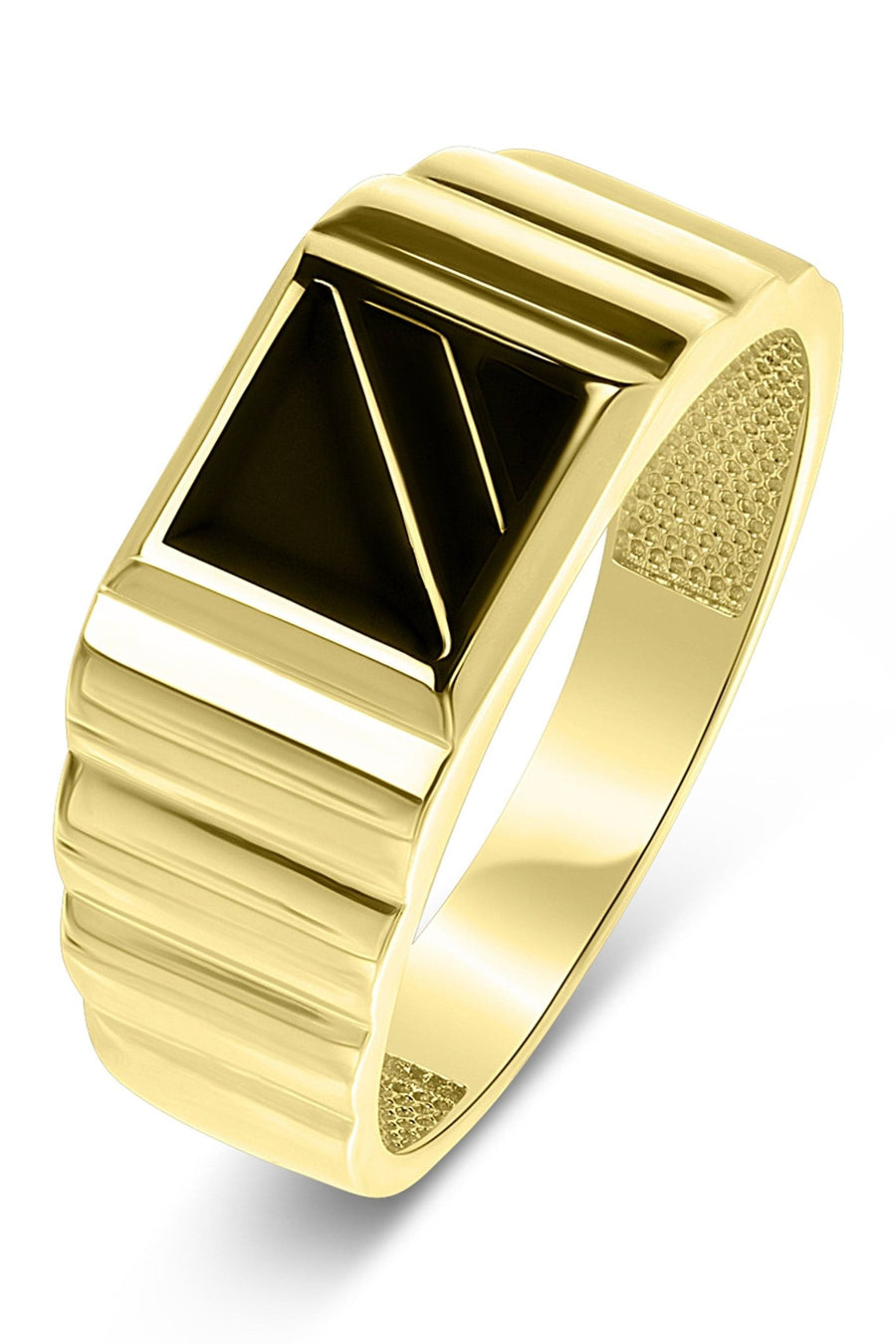 Mens 9ct Yellow Gold Black Enamel Square Signet RingThe Fine CollectiveBA0072785 - R