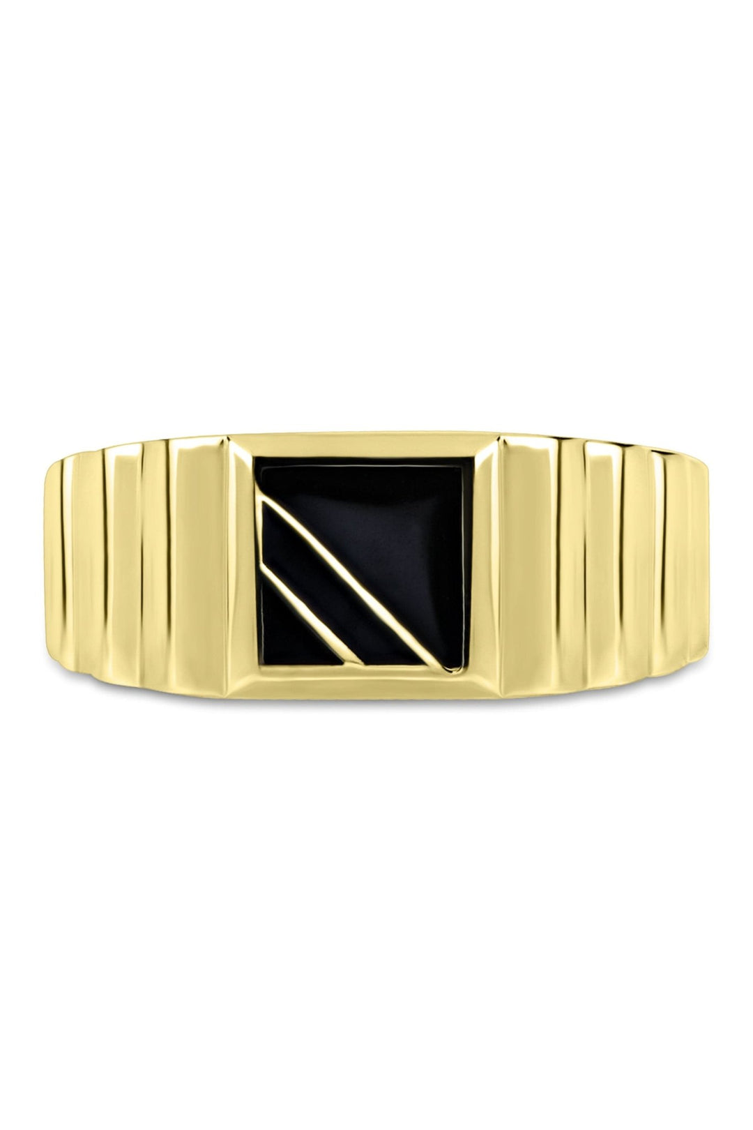 Mens 9ct Yellow Gold Black Enamel Square Signet RingThe Fine CollectiveBA0072785 - R