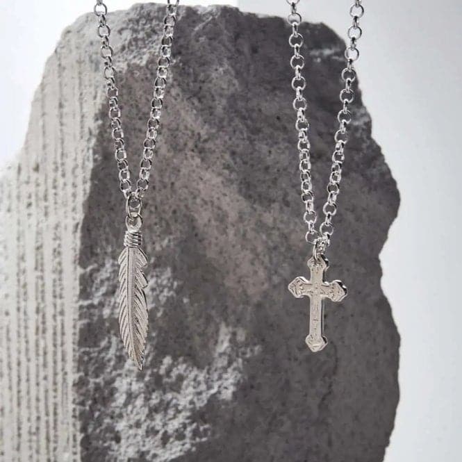 Men's Belcher Chain Embossed Cross Necklace SCBEL3517MChloBoSCBEL3517M