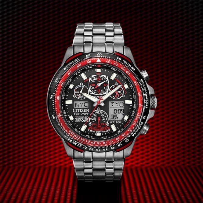 Mens Combo Radio Controlled Global Red Arrows Skyhawk A.T Super Titanium Watch JY8110 - 51ECitizenJY8110 - 51E