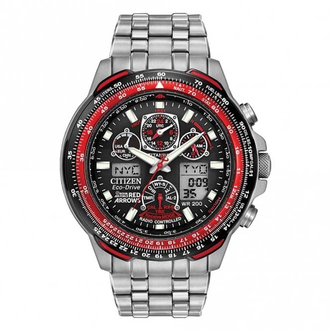 Mens Combo Radio Controlled Global Red Arrows Skyhawk A.T Super Titanium Watch JY8110 - 51ECitizenJY8110 - 51E