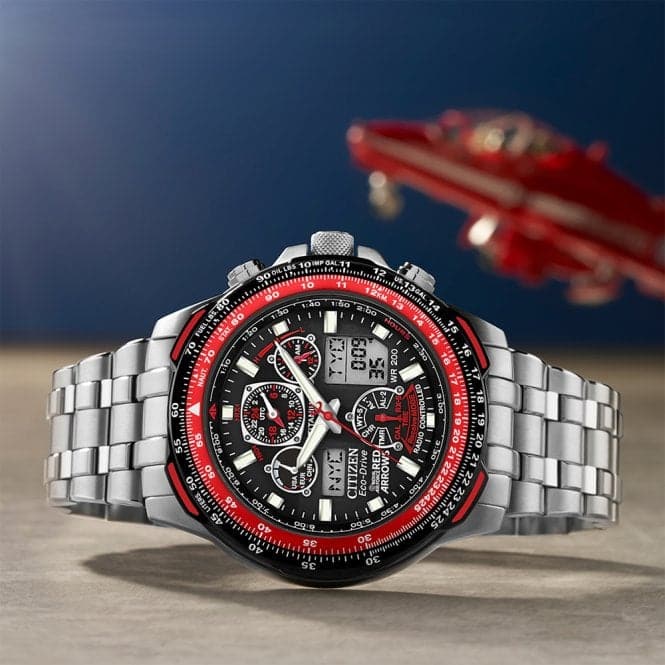 Mens Combo Radio Controlled Global Red Arrows Skyhawk A.T Super Titanium Watch JY8110 - 51ECitizenJY8110 - 51E