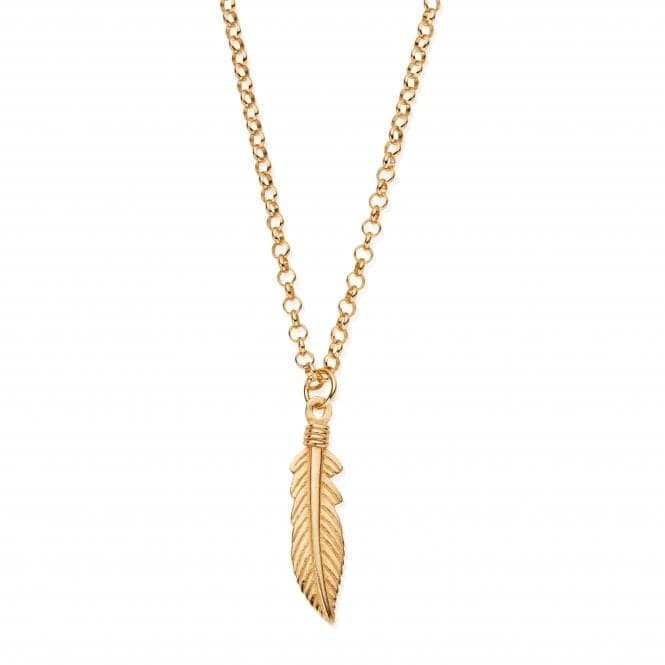 Men's Gold Belcher Chain Feather Necklace GCBEL3719MChloBoGCBEL3719M