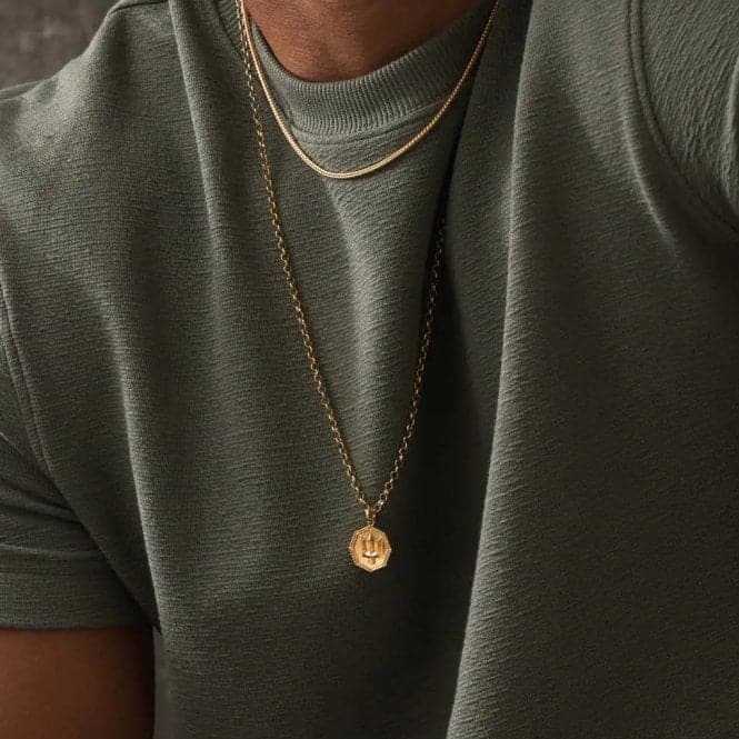 Men's Gold Belcher Chain Trident Necklace GCBEL3C032MChloBoGCBEL3C032M