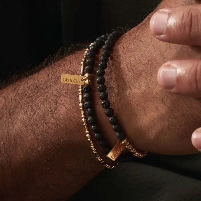 Men's Gold Black Lava Bracelet GBBLBULMChloBoGBBLBULM