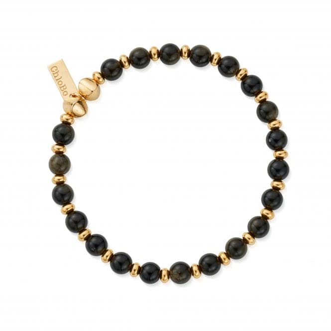 Men's Gold Golden Obsidian Slim Round Bracelet GBGOSLMRMChloBoGBGOSLMRM