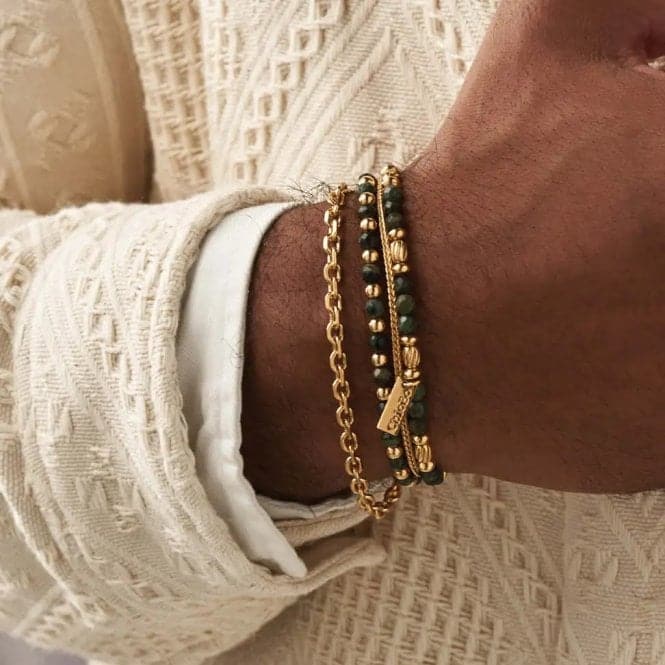 Men's Gold Kambaba Jasper Ball Bracelet GBKJBMChloBoGBKJBM