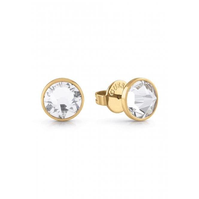 Mens Gold Plated 8mm White Crystal Stud Earrings UME01343YGGuess JewelleryUME01343YG