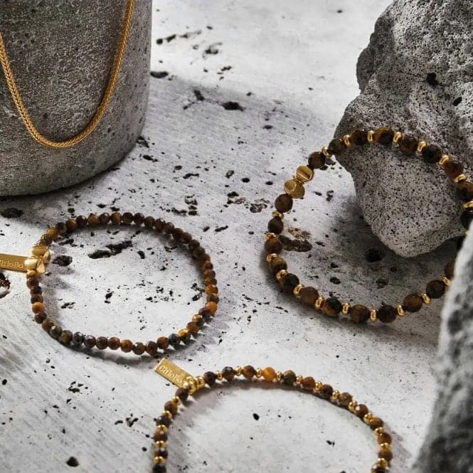 Men's Gold Tiger's Eye Mini Disc Bracelet GBTEMDMChloBoGBTEMDM