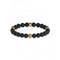 Mens Gold - tone Plated Black Beads 12mm Lion Detail Bracelet UMB01303YGGuess JewelleryUMB01303YG