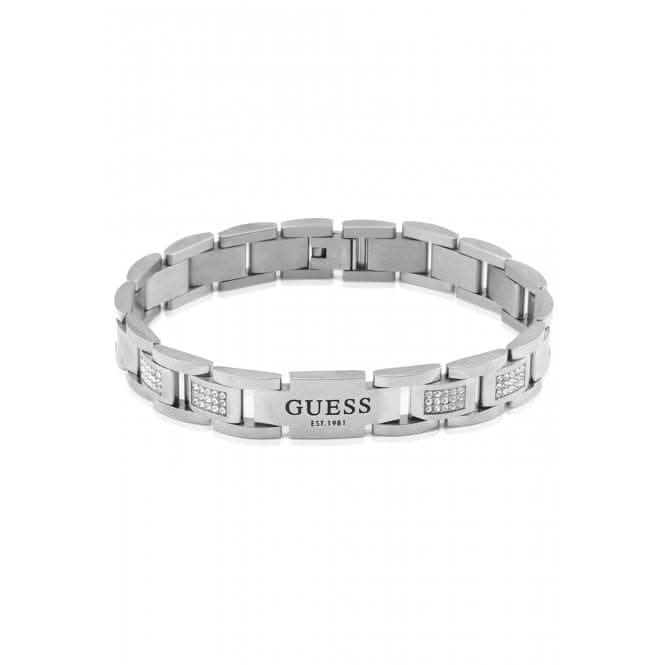 Mens Steel 12mm Flat Chain Crystal Detail Bracelet UMB01342STGuess JewelleryUMB01342ST