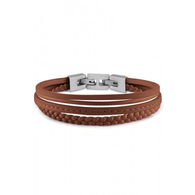 Mens Steel Multi Strap Cognac Bracelet UMB01345STCGGuess JewelleryUMB01345STCG