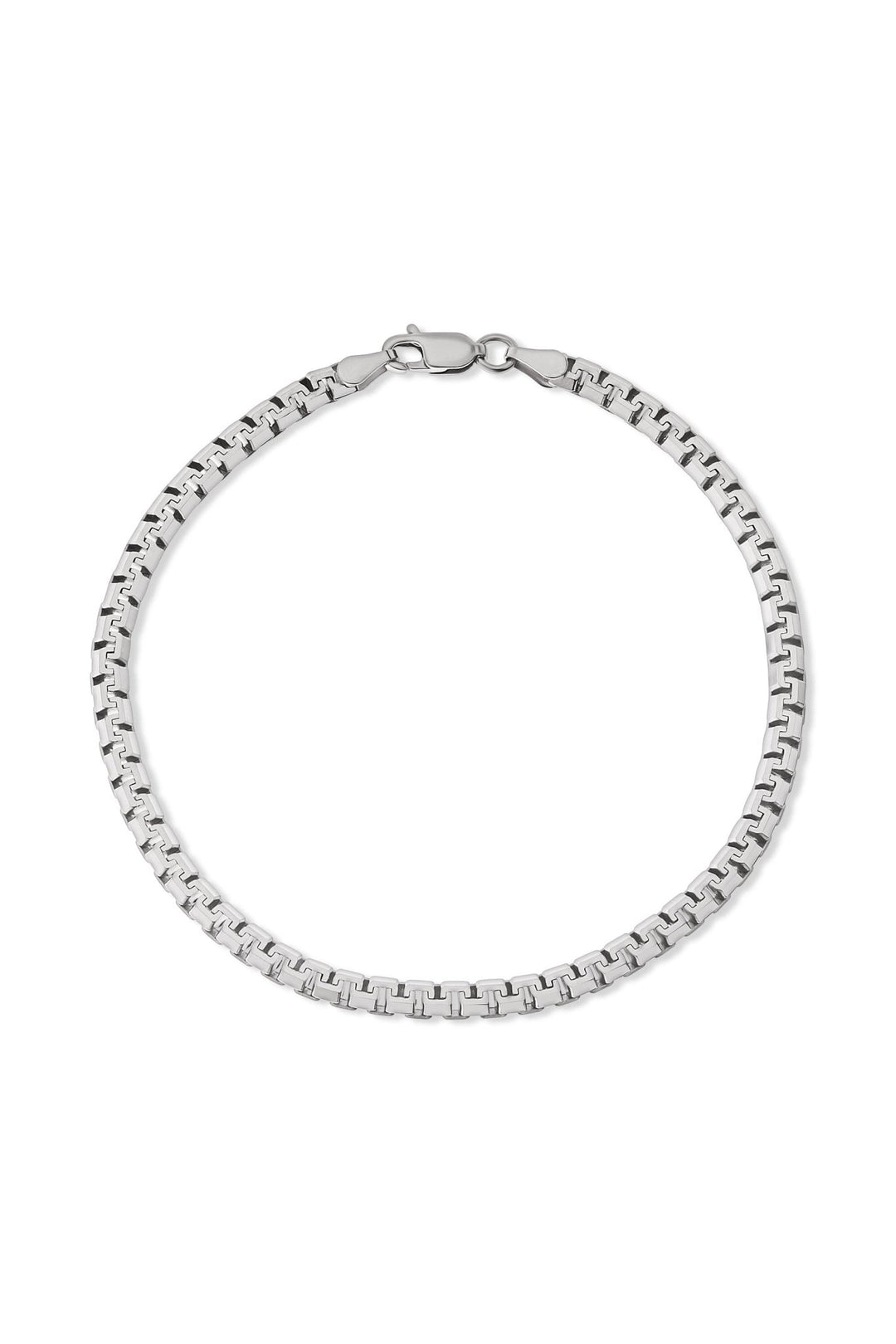 Mens Sterling Silver 3.6mm Square Link Chain Bracelet 8 InchThe Fine CollectiveBA0072242