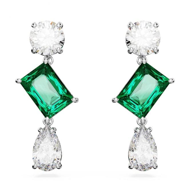 Mesmera Mixed Cuts Green Rhodium Plated Drop Earrings 5665878Swarovski5665878