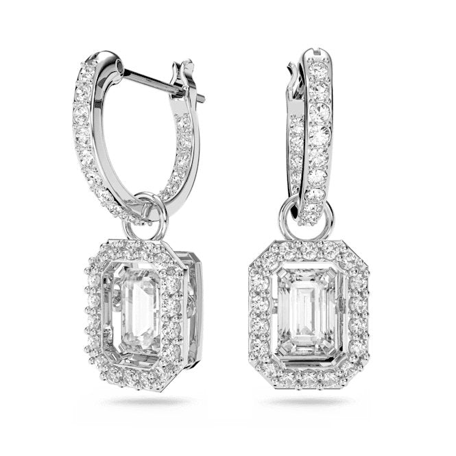 Millenia Drop Octagon Cut White Rhodium Plated Earrings 5638495Swarovski5638495